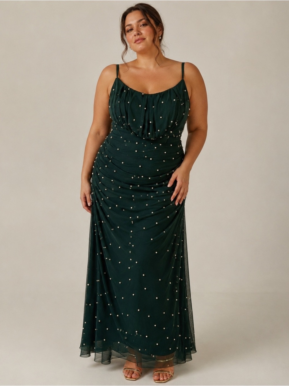 NWT B Darlin Trendy Plus Size Green Pearl Gown